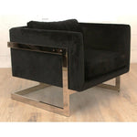 Pair of Milo Baughman Mirror Polished Nickel Cube Chairs by Thayer Coggins
