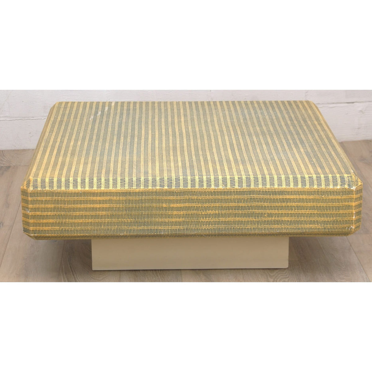 Karl Springer Square Plinth Coffee Table with Grass Cloth C1970s