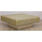 Karl Springer Square Plinth Coffee Table with Grass Cloth C1970s