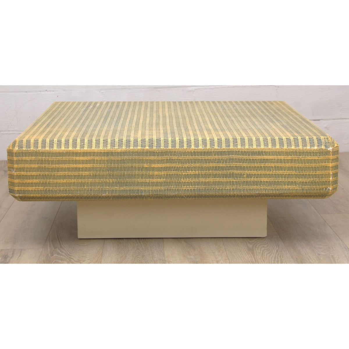 Karl Springer Square Plinth Coffee Table with Grass Cloth C1970s